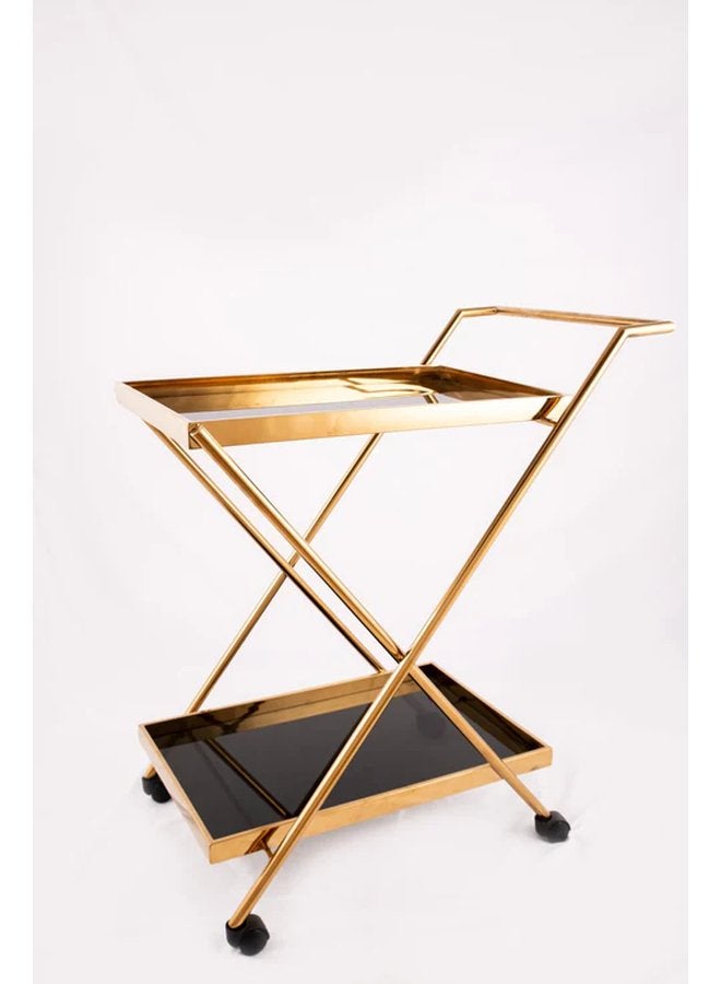 عربة شاي عربية من الفولاذ المقاوم للصدأ المطلي بالذهب